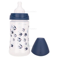 شيشه شير طلقی 270 ميل طرح پرستو رنگ سرمه ای سوانیکس Suavinex