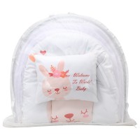 پشه بند کفی دار طرح خرگوش و رنگین کمان رنگ کرمی carters