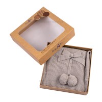 پتو بافت نوزاد بی بی فورلایف Baby4life طرح پاپیون رنگ طوسی