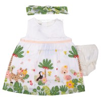 سارافون دخترانه طرح جنگل رنگ سبز ایندیگو Indigo