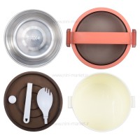 ظرف غذا استیل یک طبقه رنگ صورتی خارجی