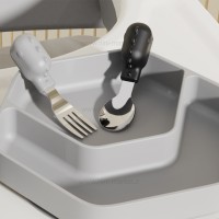 ست قاشق و چنگال طرح دایناسور رنگ طوسی مشکی هی‌اورشی HeOrShe