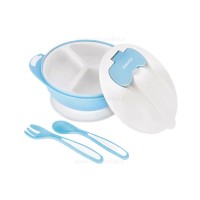 ظرف غذا با قاشق چسبان رنگ آبی کیکابو Kikkaboo