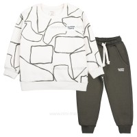 بلوز شلوار پسرانه طرح سان‌شاین رنگ کرم و سبز رابو Raboo