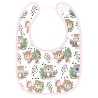 پیشبند سیلیکونی پشت حوله ای تکی طرح ببر و برگ رنگ صورتی Kikkaboo