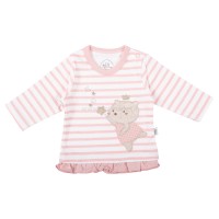 بلوز آستين بلند طرح بالرین رنگ صورتی نيلي Nili