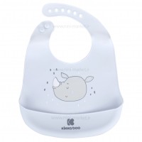 پیشبند سیلیکونی طرح خرس محفظه دار رنگ  آبی کیکابو