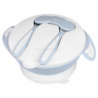 ظرف غذا چسبان و قاشق کیکابو Kikkaboo رنگ آبی