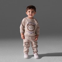 بلوز شلوار اسپرت طرح خرس رنگ شکلاتی پاپو Papo