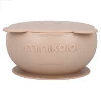 کاسه درب دار سیلیکونی رنگ کرم مینیک اوی اوی Minik Oioi
