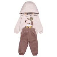 هودی شلوار پسرانه طرح سگ رنگ قهو ه ای پاپو Papo