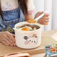 ظرف غذا استیل یک طبقه رنگ صورتی خارجی