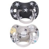 پستانک دوعددی بادامی 18+ طرح ستاره سواوینکس SUAVINEX