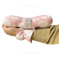 بالشت شیردهی دستی طرح فیل و بچه رنگ صورتی Isiz