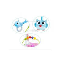 جامپر موزیکال نوزاد طرح جغد و سنجاب رنگ صورتی