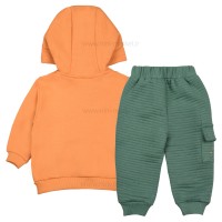 سه تکه پسرانه طرح وایکینگ رنگ نارنجی و سبز ایندیگو Indigo