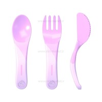 ست قاشق، چاقو و چنگال 6+ ماه پاستل بنفش تویست شیک Twistshake