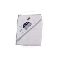 ست حوله 5 تکه طرح ماشین رنگ سفید-طوسی پاپو papo