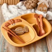 ظرف بامبو طرح هويج رنگ زرد منگلین Mengqilin