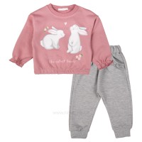 بلوز شلوار طرح دو خرگوش رنگ کالباسي رابو Raboo