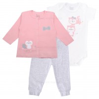 سه تیکه دخترانه طرح راکن رنگ صورتی دانالو