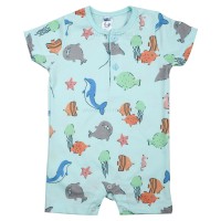 رامپر پسرانه طرح حیوانات دریایی رنگ آبی bee baby