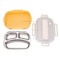 ظرف غذا استیل تقسیم دار طرح لیمو رنگ زرد خارجی