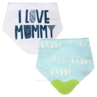 پیشبند سه‌گوش دندان‌گیردار دوعددی طرح مامی رنگ آبی لاین بر Lion Bear