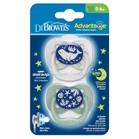 پستانک دو عددی درب دار بادامی نایت 0-6 ماه طرح دار دکتر براون Dr.brown