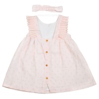 پیراهن دخترانه مدل پرنا طرح گل ریز سایز رنگ صورتی ایندیگو Indigo