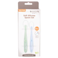 قاشق سیلیکونی 2 عددی همراه با قاب رنگ آبی–سبز بیبی سیل Babisil