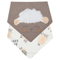 پیشبند سه گوش 2 عددی طرح گوسفند رنگ خاکی پاپو Papo