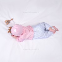 سرهمی مچ دار طرح لاولی صورتی نیلی Nili