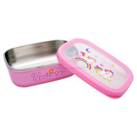 ظرف غذا بزرگ داخل استيل طرح اسب تک شاخ رنگ صورتی برند خارجي