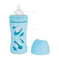 شيشه شير 260 ميل پيرکس کاور دار رنگ آبی توئیست شیک Twistshake