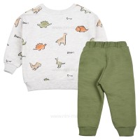 بلوز شلوار پسرانه طرح ژوراسیک رنگ طوسی و سبز ایندیگو Indigo