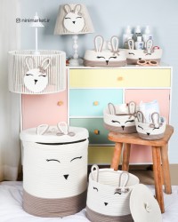 سبد کنار تختی بزرگ طرح خرگوش رنگ کرم ایسیز Isiz