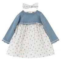 پیراهن دخترانه طرح خرگوش رنگ آبی ایندیگو Indigo