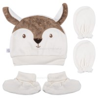 ست کلاه دستکش و پاپوش طرح آهو رنگ سفید پاپو Papo