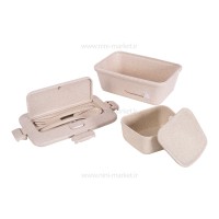 ظرف غذا کودک طرح خرگوش کرم با قاشق و چنگال لانچ باکس Lunch Box کد 527