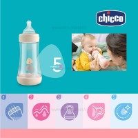 شیشه شیر پرفکت 240 میل 2+ ماه رنگ آبی چیکو Chicco