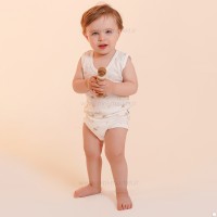 زیر دکمه رکابی طرح کانگور و دوستان رنگ کرم نیلی Nili