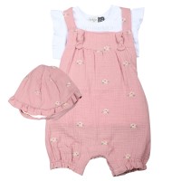 رامپر دخترانه مدل نازلی طرح پاپیون رنگ صورتی indigo