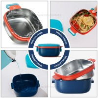 ظرف غذاخوری داخل استیل رنگ آبی رووکو rovco