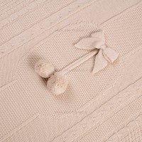 پتو بافت نوزاد بی بی فورلایف Baby4life طرح پاپیون رنگ کرم