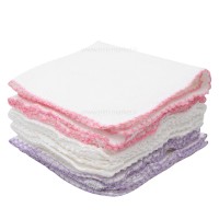 دستمال نخی 6  عددی رنگ سفید صورتی minidamia