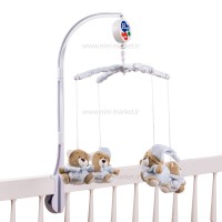آویز تخت موزیکال طرح خرس رنگ کرم-آبی سانوزی Sunnozy