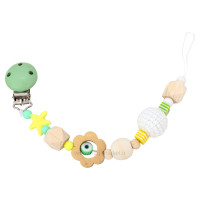 بند پستانک چوبی دکمه ای رنگ سبز ببتو Bebetto