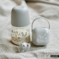 پستانک تکی بادامی 6 - 18 ماه طرح روباه طوسی روشن سواوینکس Suavinex  (بدون جعبه)