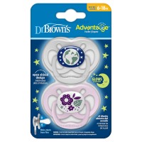 پستانک دو عددی درب دار بادامی نایت 6-18 ماه طرح دار دکتر براون Dr.brown